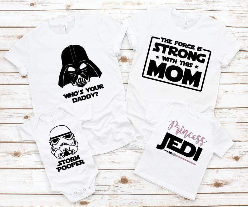Star Wars Family Shirts Disney Star Wars Matching Cute Family Customize Personalized Group Family Shirts Jedi, Darth Vader, Princess Leia