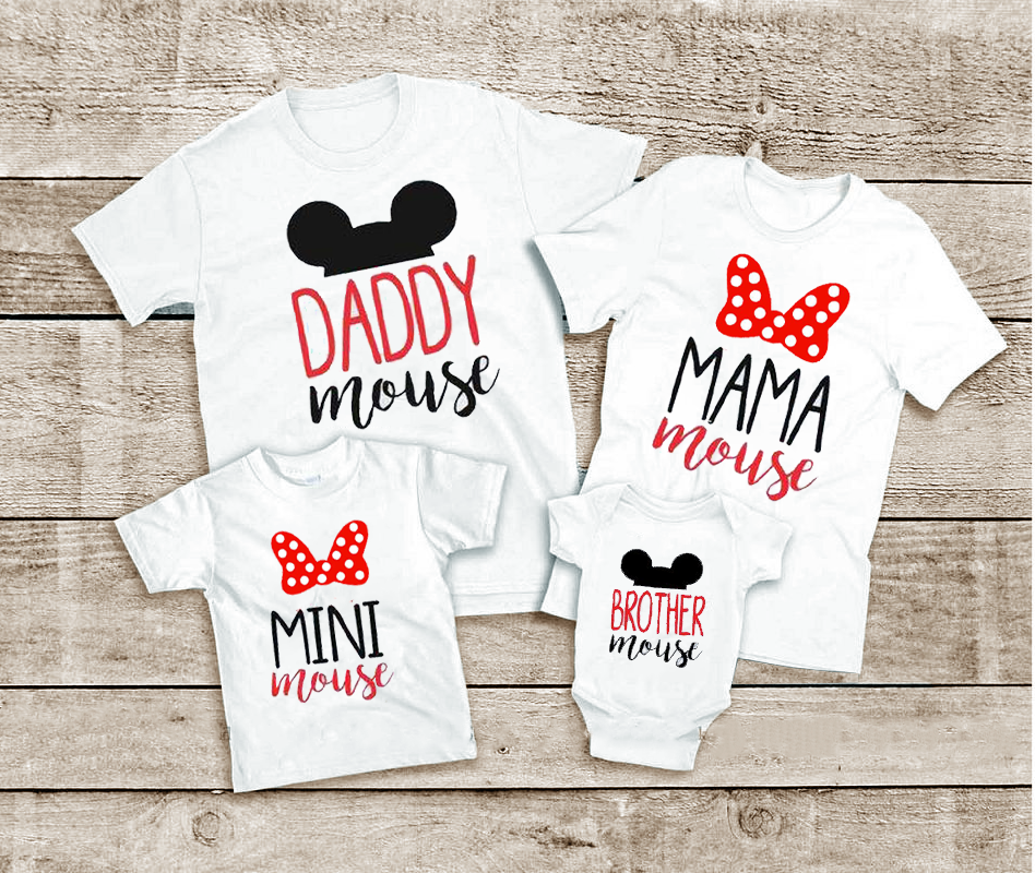CUSTOM Mama Mouse Daddy Mini Mouse Matching Shirts Vacation Shirts Family Set Matching Family Shirts Disneyland Disney world Personalized