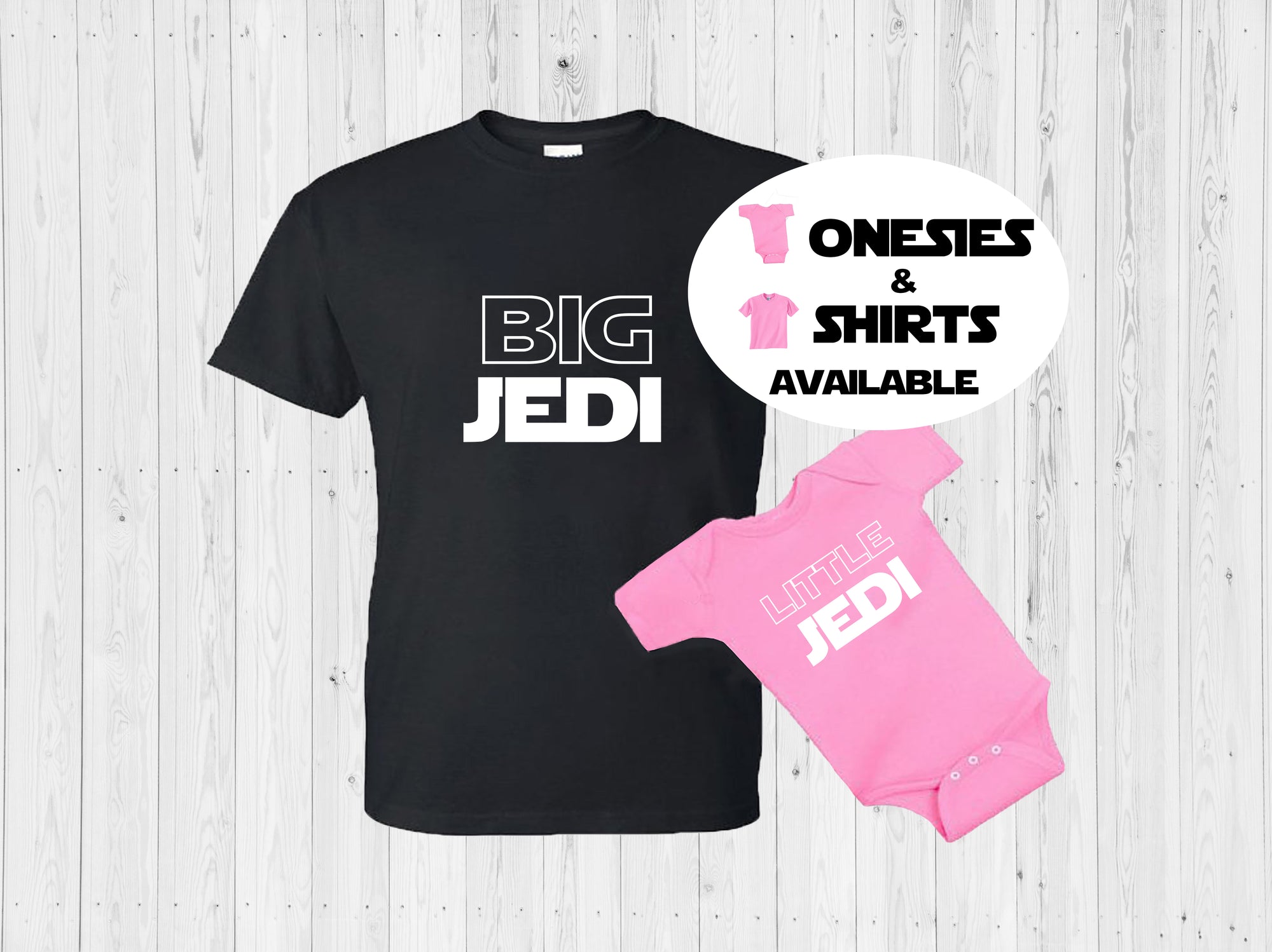 Big Jedi Little Jedi Star Wars dad and daughter baby one piece bodysuit Tshirt matching set star wars matching shirts disney vacation