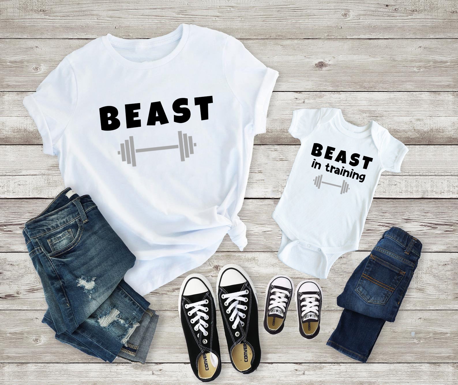 Texas Tees, Matching Father Daughter Shirts, Dad and Daughter Matching  Outfits, Pink Beast in Training & Mens Beast 