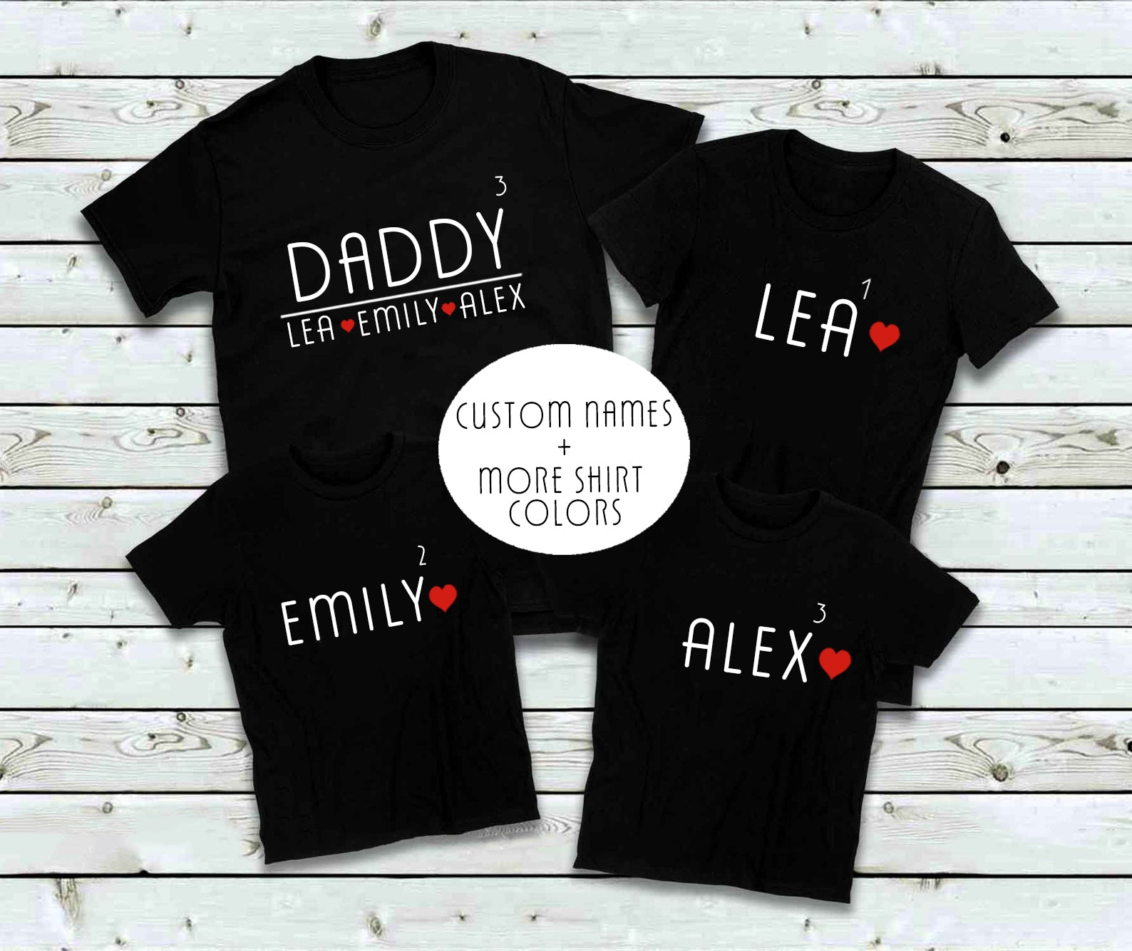 Customizable Father's Day T-shirt DADDY Custom Kids Name Shirt Mens T-shirt Gift for Dad CHANGE NAMES Best Fathers Day Tshirt
