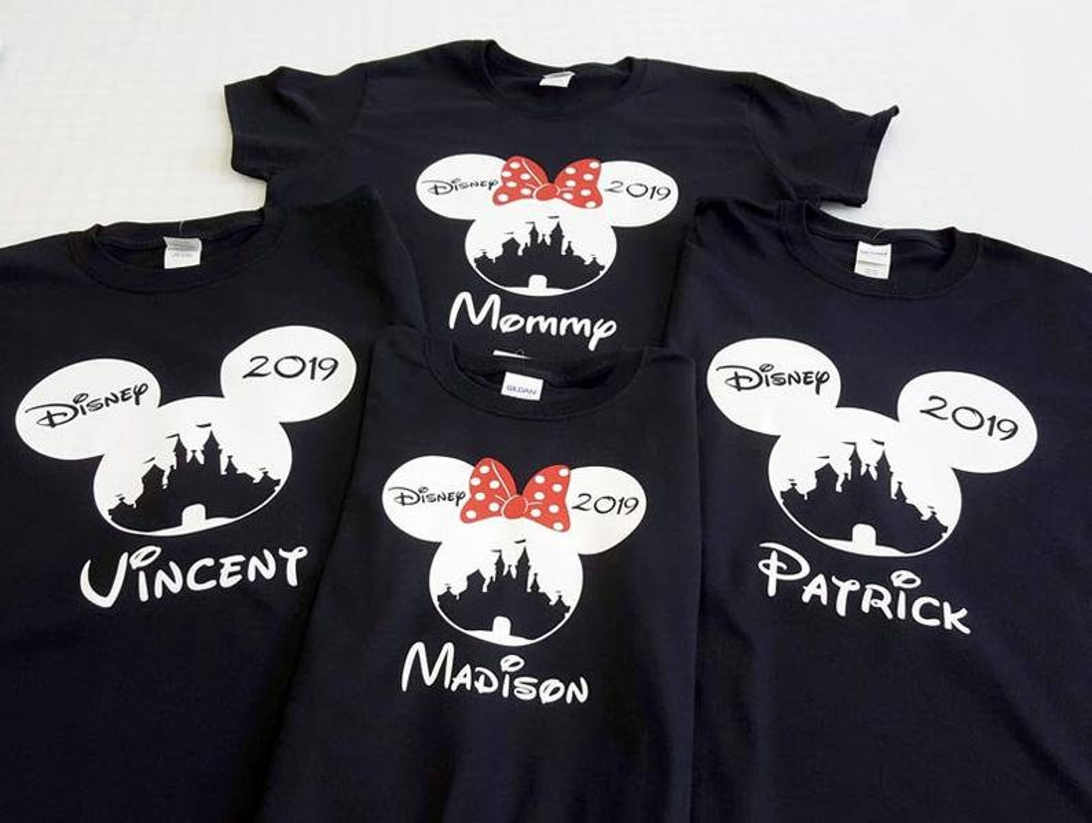 2021 DISNEY Mickey & Minnie Matching Castle Face Disneyland Disneyworld family trip vacation - matching shirts tshirts with custom names