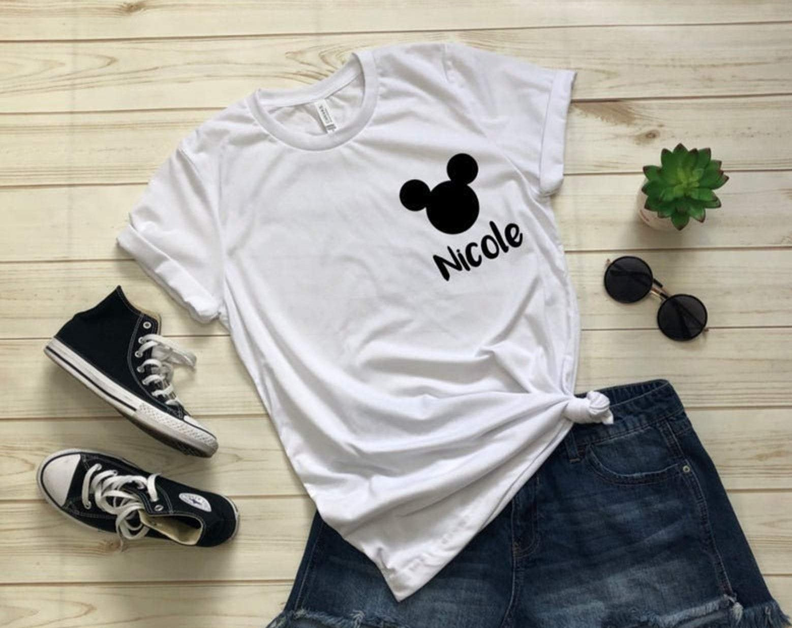 DISNEY Mickey & Minnie Name Personalization Disneyland Disneyworld family trip vacation - custom personalized shirts