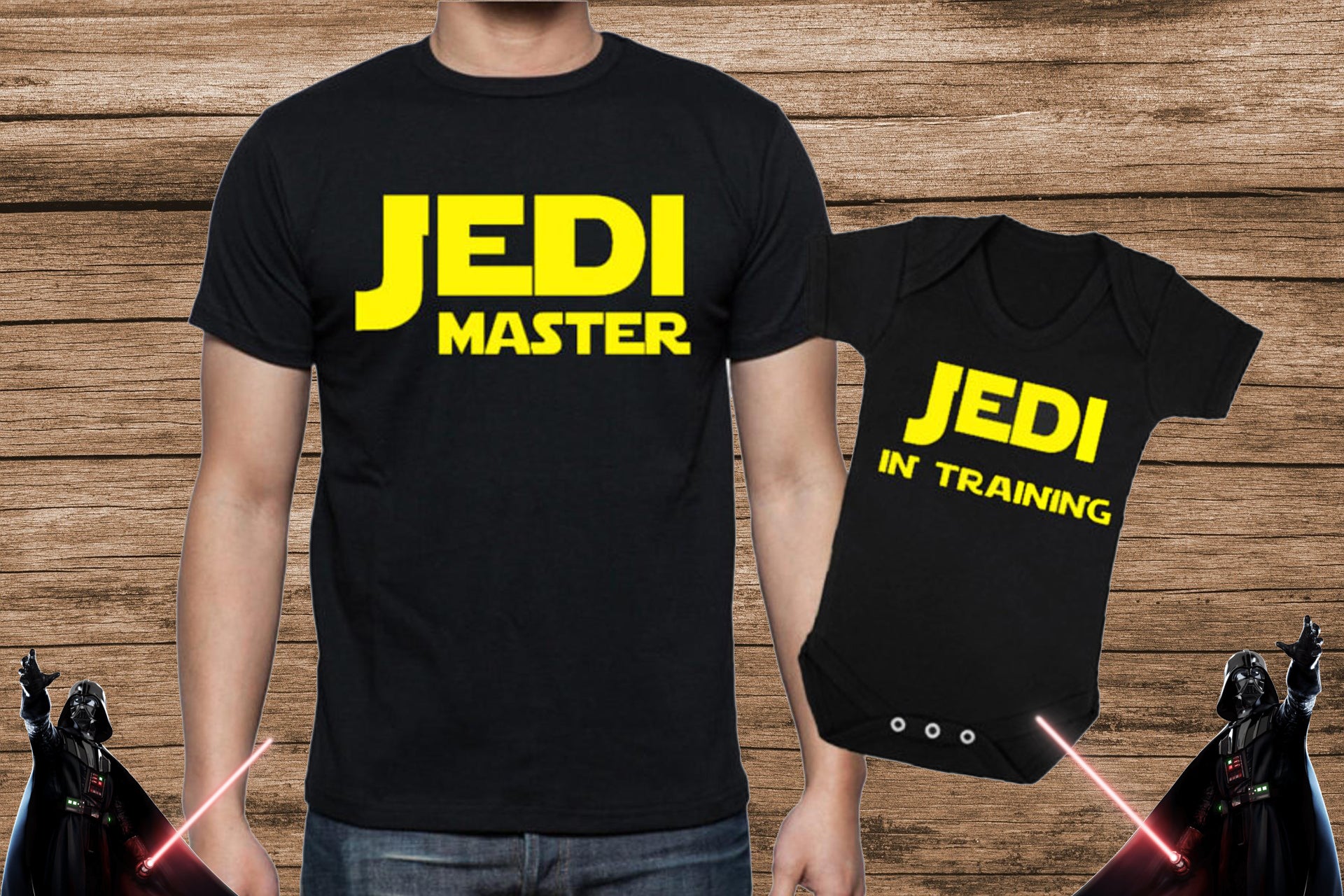 Jedi master, Jedi in training I am Your Father Star Wars Fathers day dad and son baby bodysuit Tshirt matching set father's day gift