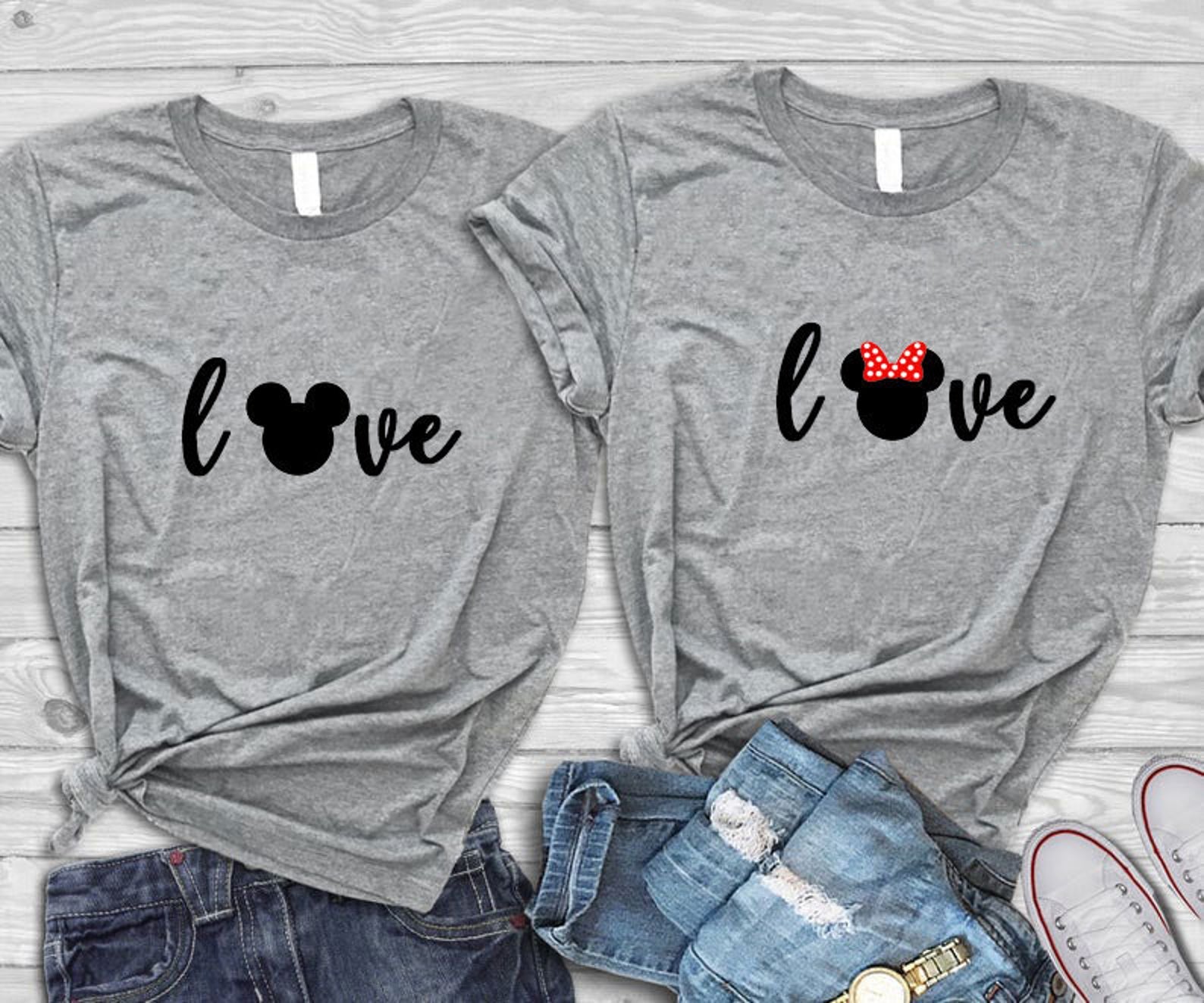 LOVE Valentines Day Disney couple shirts Couples Disney shirts matching shirts Mickey and Minnie Matching vacation shirts Disneyland tshirt